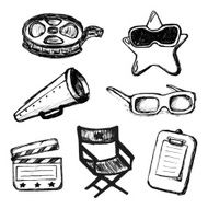 Cinema stuff doodle icons