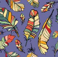seamless pattern of colored feathers N3