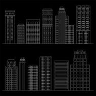 Set of line skyscrapers Black and white N2