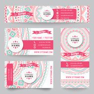 Set of corporate identity templates with doodles tribal theme