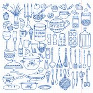 Set of hand drawn cookware