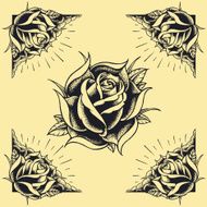 Roses and Frame Tattoo style design N2