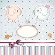 Card design with funny elephants