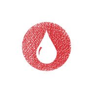 Blood drop vector icon with hand drawn lines texture