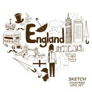 English symbols in heart shape concept N2