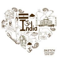 Indian symbols in heart shape concept N2