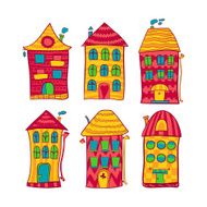 Set colorful houses in cartoon style N4