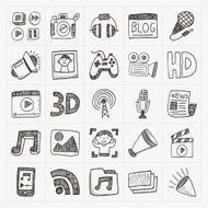 doodle media icons set N4