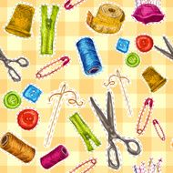 Sewing sketch seamless pattern N3