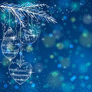 blue brightness background with christmas balls