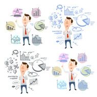 doodles charts with businessman