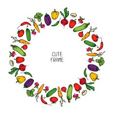 Colorful frame of vegetables Illustration Beautiful background N2