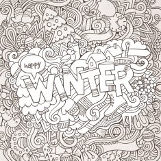 Winter hand lettering and doodles elements background N5