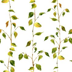 Seamless pattern with birch branches