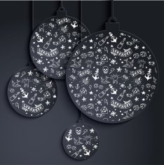 Miminal xmas balls with tattoo pattern N2