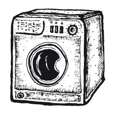 Hand drawn isolated washing machine