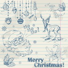 Hand drawn vintage Christmas elements N2