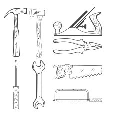 Vintage Style Vector Hand Tools for Construction N2