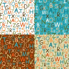 Set of seamless patterns hand drawn letters