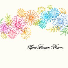 Hand Drawn Naive Style Floral Design with Copy Space