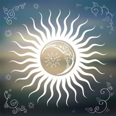 Vintage Sky sun moon clouds stars N3