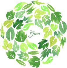 floral card with leaves by watercolor N2