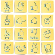 Doodle memo icon set - Hand gestures