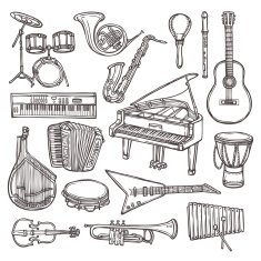 Musical instruments sketch icon N2