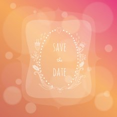 Hand drawn wedding invitation on colorful background