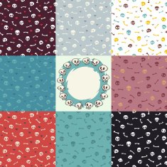 Eight Variants of Halloween Seamless Pattern