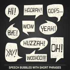 Hand drawn speech bubble set with short phrases N3