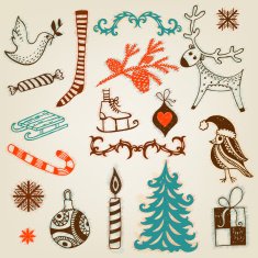 Vintage style hand-drawn New Year illustration N4