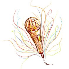 Microphone in color sketch style