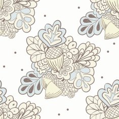 Hand drawing oak elements seamless pattern