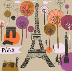 Retro Paris greeting card design N2