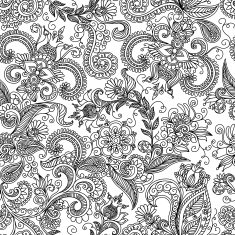 vector seamless black and red floral pattern N4