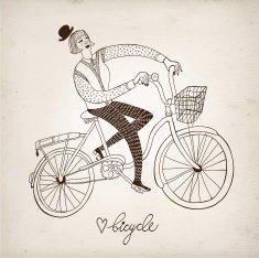 Retro girl cyclist N2
