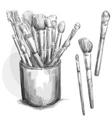 Make up brushes collection Brushes in a case