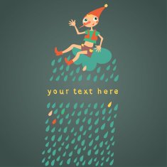 Childrens greeting card Dark background with drops N2