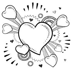 Pop exploding Valentine's Day heart sketch