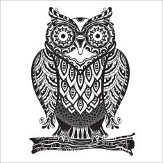 Vector print beautiful decorative owl with a lot of details N2