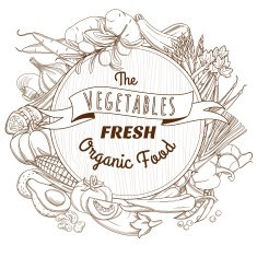 Outline hand drawn sketch vegetable wooden frame (flat style th N2