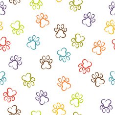 Dog paw print stroke seamless pattern