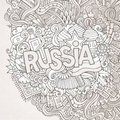 Russia hand lettering and doodles elements background N5