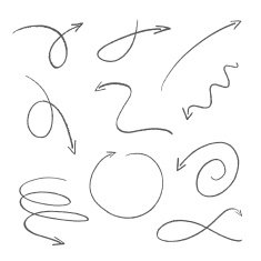 set of black sketch arrows