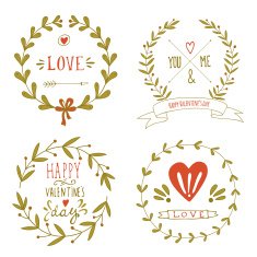Set of Valentine's day wreaths and other design elements N4