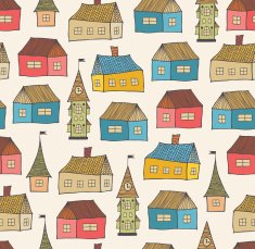 Seamless pattern with decorative houses N4