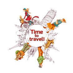 Travel time sketch colored poster