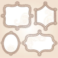 Frames Henna Mehndi Tattoo Doodles Vector Elements