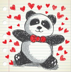 happy panda doodle
